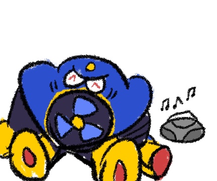 Illustration of Airman from Megaman 2 listening to music.